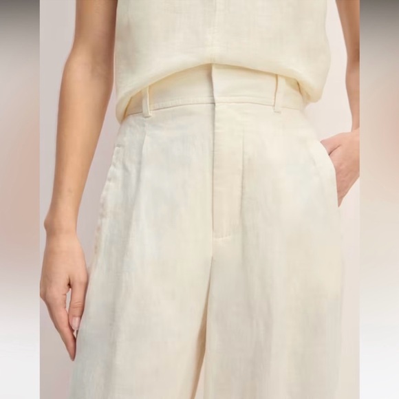 Everlane Cream Wide Leg Linen Pants - Picture 2 of 6